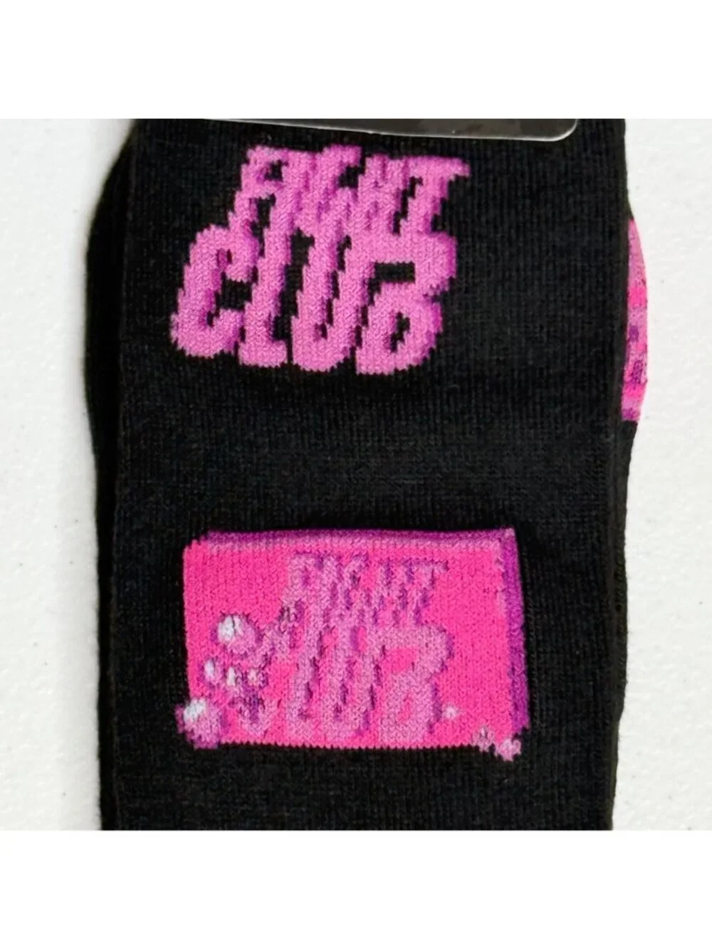 Fight Club Crew Socks Black Pink Movie Novelty Unisex 6-13 NWT